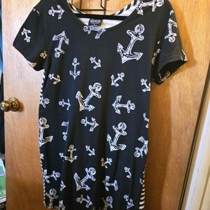 Black Anchor Print Dress